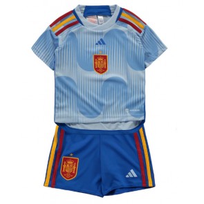 Spanien kläder Barn VM 2022 Bortatröja Kortärmad (+ korta byxor)
